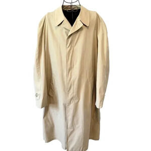 London Fog Trench Coat 42 Long Men's Maincoat Tan Vintage Cloister Cloth